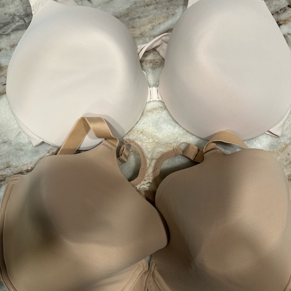 Bundle  - Cream and Tan. All underwire, 2 with front clasp closer, one strapless